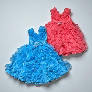 Richie House Dress Girls Size 5/6 Ruffle Party Blue Pink Formal Wear Lot of 2